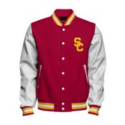 USC Trojans Cardinal SC Interlock Faux Leather Letterman Jacket